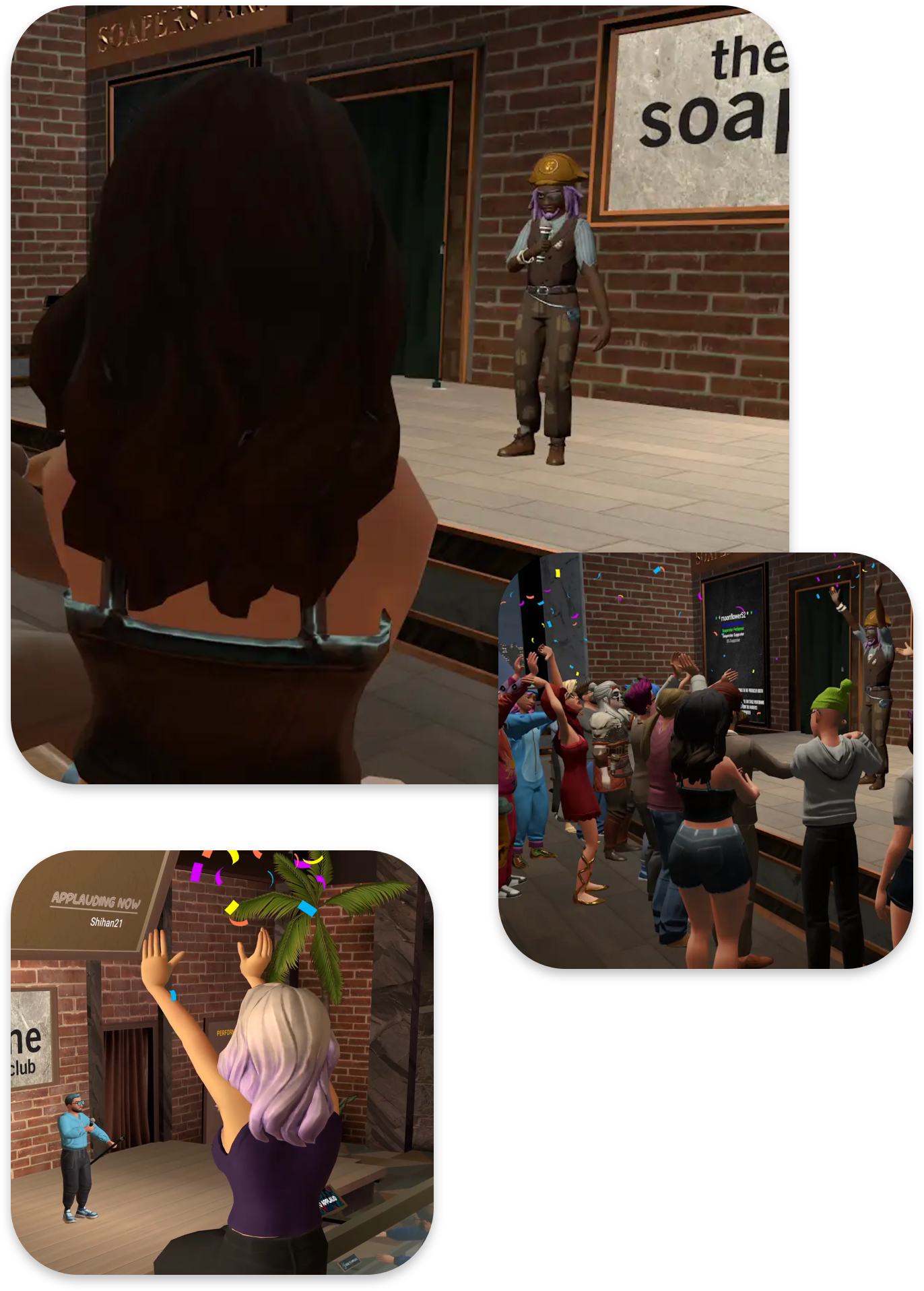 Collage of screen shots from the Soapstone Club